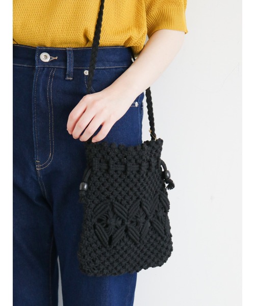 ehka sopo（エヘカソポ）の「マクラメ巾着ショルダーバッグ（ショルダーバッグ・レディース・ベージュ/キナリ/ブラック・ﾌﾘ-）」の8枚目の写真