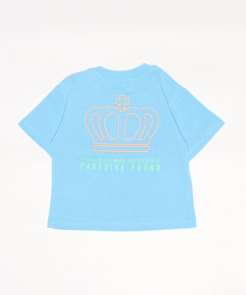 BABYDOLL(ベビードール)の「親子お揃い ネオン ロゴ Tシャツ 6726K(Tシャツ/カットソー・キッズ・ブラック/ホワイト/ターコイズブルー・100cm/90cm/120cm/130cm/150cm/110cm/140cm/80cm)」の4枚目の写真