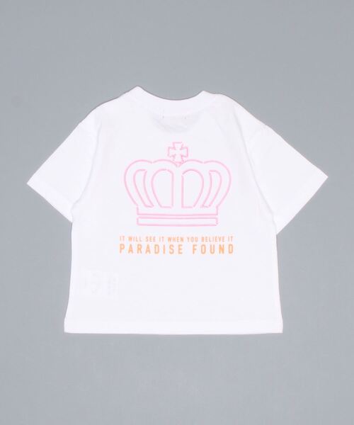 BABYDOLL(ベビードール)の「親子お揃い ネオン ロゴ Tシャツ 6726K(Tシャツ/カットソー・キッズ・ブラック/ホワイト/ターコイズブルー・100cm/90cm/120cm/130cm/150cm/110cm/140cm/80cm)」の5枚目の写真