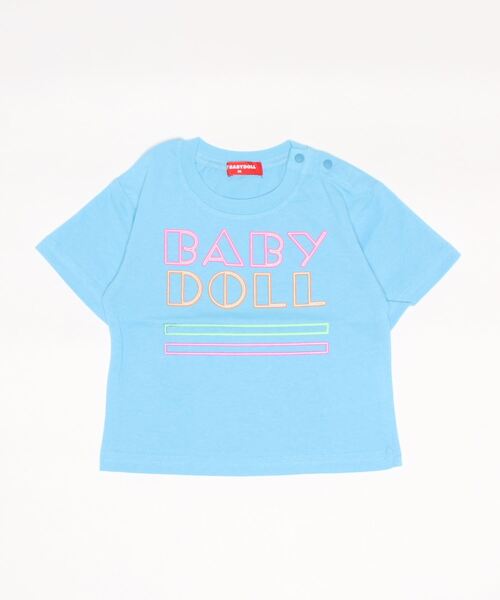 BABYDOLL(ベビードール)の「親子お揃い ネオン ロゴ Tシャツ 6726K(Tシャツ/カットソー・キッズ・ブラック/ホワイト/ターコイズブルー・100cm/90cm/120cm/130cm/150cm/110cm/140cm/80cm)」の17枚目の写真