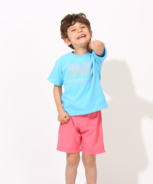 BABYDOLL(ベビードール)の「親子お揃い ネオン ロゴ Tシャツ 6726K(Tシャツ/カットソー・キッズ・ブラック/ホワイト/ターコイズブルー・100cm/90cm/120cm/130cm/150cm/110cm/140cm/80cm)」の14枚目の写真