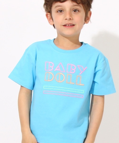 BABYDOLL(ベビードール)の「親子お揃い ネオン ロゴ Tシャツ 6726K(Tシャツ/カットソー・キッズ・ブラック/ホワイト/ターコイズブルー・100cm/90cm/120cm/130cm/150cm/110cm/140cm/80cm)」の16枚目の写真