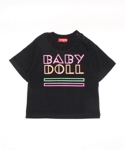 BABYDOLL(ベビードール)の「親子お揃い ネオン ロゴ Tシャツ 6726K(Tシャツ/カットソー・キッズ・ブラック/ホワイト/ターコイズブルー・100cm/90cm/120cm/130cm/150cm/110cm/140cm/80cm)」の11枚目の写真