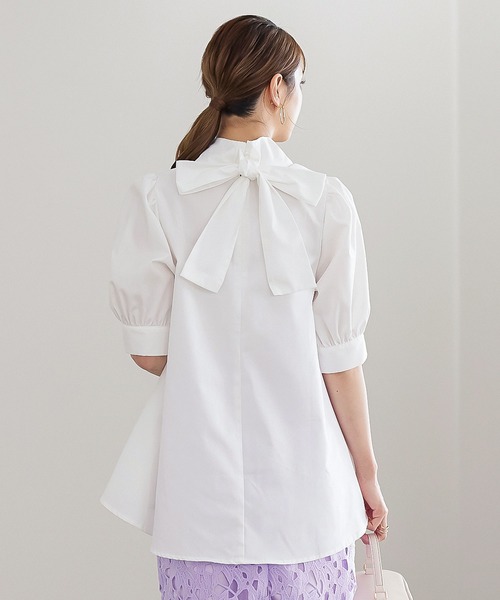 KOBE LETTUCE（コウベレタス）の「選べる２タイプ　ハイネックブラウス（シャツ/ブラウス・レディース・オフホワイト/ピンク系その他2/ピンク系その他/グリーン系/サックスブルー系/サックスブルー系1/ミント/ホワイト系/ブラック系/ブラック・FREE）」の2枚目の写真