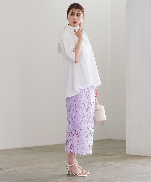 KOBE LETTUCE（コウベレタス）の「選べる２タイプ　ハイネックブラウス（シャツ/ブラウス・レディース・オフホワイト/ピンク系その他2/ピンク系その他/グリーン系/サックスブルー系/サックスブルー系1/ミント/ホワイト系/ブラック系/ブラック・FREE）」の14枚目の写真