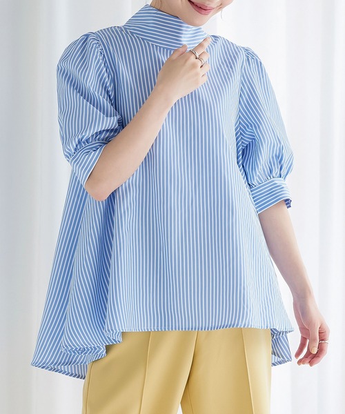 KOBE LETTUCE（コウベレタス）の「選べる２タイプ　ハイネックブラウス（シャツ/ブラウス・レディース・オフホワイト/ピンク系その他2/ピンク系その他/グリーン系/サックスブルー系/サックスブルー系1/ミント/ホワイト系/ブラック系/ブラック・FREE）」の18枚目の写真