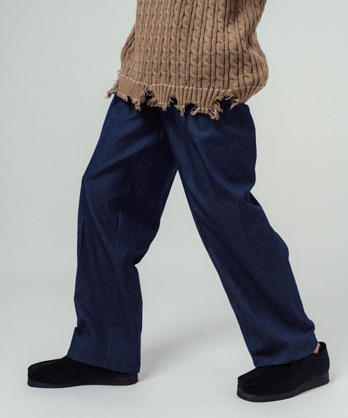 Ressaca(レサーカ)の「センタープレスワイドストレートパンツ ツイル デニム(チノパンツ・メンズ・ライトブルー/ブラック/ベージュ/パープル/ブラウン/インディゴブルー/グリーン/クリーム・M/L/XL)」の7枚目の写真