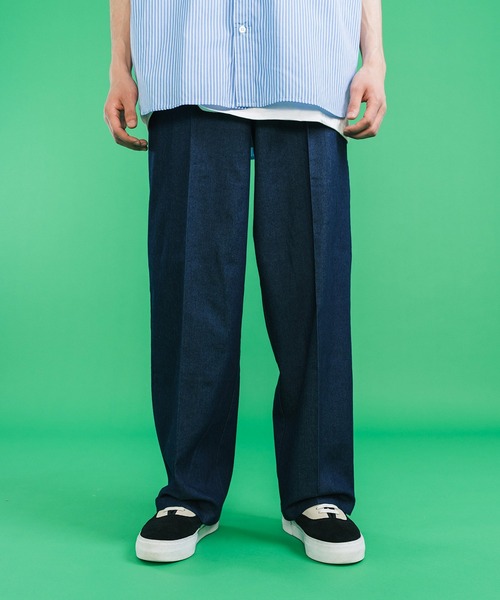 Ressaca(レサーカ)の「センタープレスワイドストレートパンツ ツイル デニム(チノパンツ・メンズ・ライトブルー/ブラック/ベージュ/パープル/ブラウン/インディゴブルー/グリーン/クリーム・M/L/XL)」の18枚目の写真