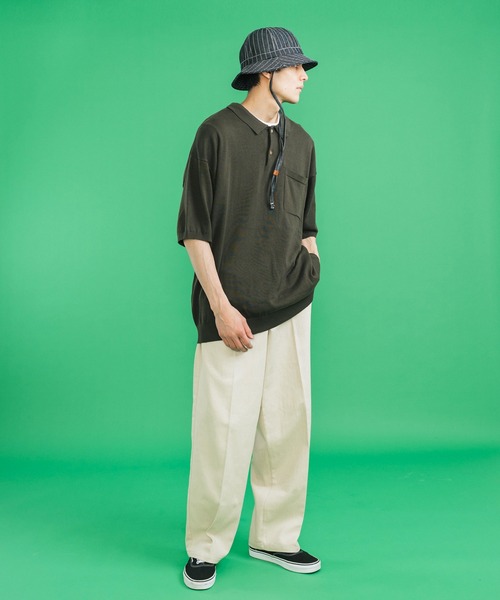 Ressaca(レサーカ)の「センタープレスワイドストレートパンツ ツイル デニム(チノパンツ・メンズ・ライトブルー/ブラック/ベージュ/パープル/ブラウン/インディゴブルー/グリーン/クリーム・M/L/XL)」の14枚目の写真