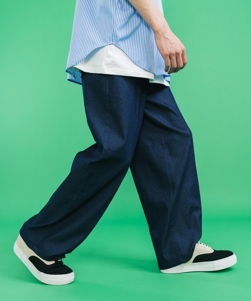 Ressaca(レサーカ)の「センタープレスワイドストレートパンツ ツイル デニム(チノパンツ・メンズ・ライトブルー/ブラック/ベージュ/パープル/ブラウン/インディゴブルー/グリーン/クリーム・M/L/XL)」の17枚目の写真