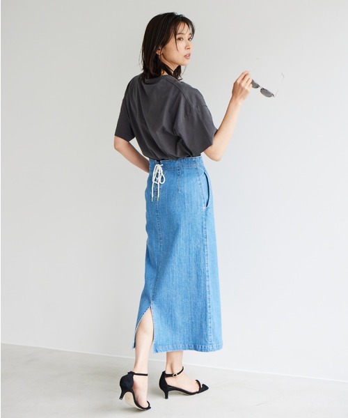 BARNYARDSTORM(バンヤードストーム)の「BARNYARDSTORM / 【WEB限定サイズXS/L】リネンデニムスカート(デニムスカート・レディース・インディゴブルー・00/0/1/2)」の3枚目の写真