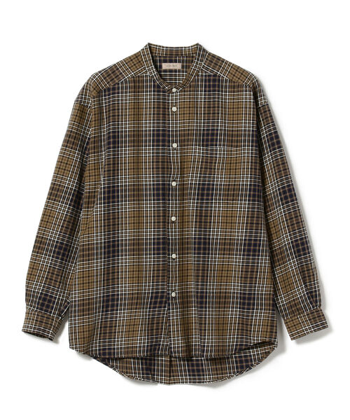 BEAMS LIGHTS（ビームスライツ）の「BEAMS LIGHTS / ツイル バンドカラーシャツ（シャツ/ブラウス・メンズ・ネイビー/ライトブラウン・SMALL/MEDIUM/LARGE）」の3枚目の写真