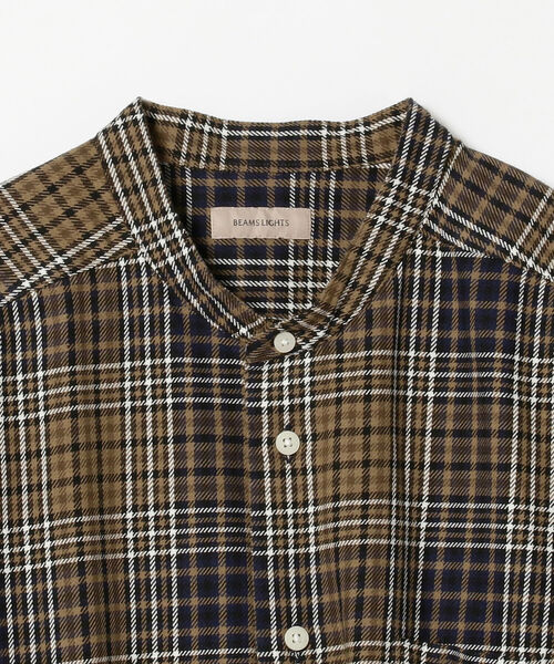 BEAMS LIGHTS（ビームスライツ）の「BEAMS LIGHTS / ツイル バンドカラーシャツ（シャツ/ブラウス・メンズ・ネイビー/ライトブラウン・SMALL/MEDIUM/LARGE）」の4枚目の写真