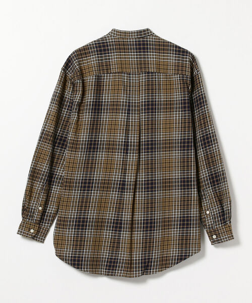 BEAMS LIGHTS（ビームスライツ）の「BEAMS LIGHTS / ツイル バンドカラーシャツ（シャツ/ブラウス・メンズ・ネイビー/ライトブラウン・SMALL/MEDIUM/LARGE）」の6枚目の写真