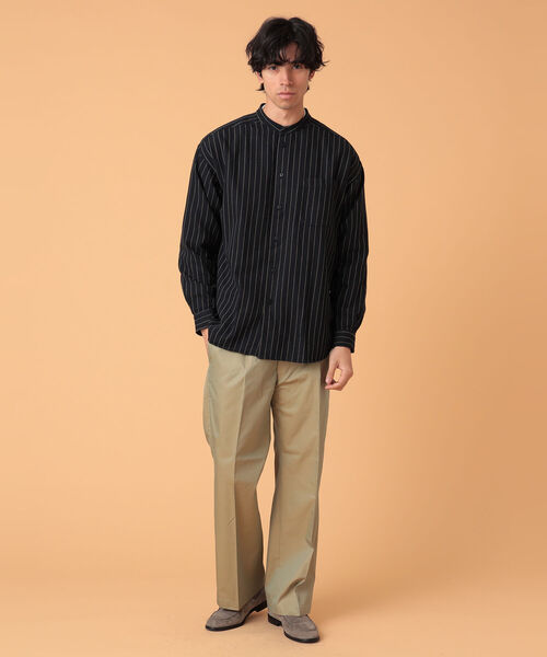 BEAMS LIGHTS（ビームスライツ）の「BEAMS LIGHTS / ツイル バンドカラーシャツ（シャツ/ブラウス・メンズ・ネイビー/ライトブラウン・SMALL/MEDIUM/LARGE）」の8枚目の写真