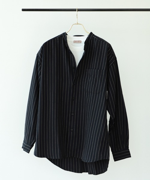 BEAMS LIGHTS（ビームスライツ）の「BEAMS LIGHTS / ツイル バンドカラーシャツ（シャツ/ブラウス・メンズ・ネイビー/ライトブラウン・SMALL/MEDIUM/LARGE）」の12枚目の写真