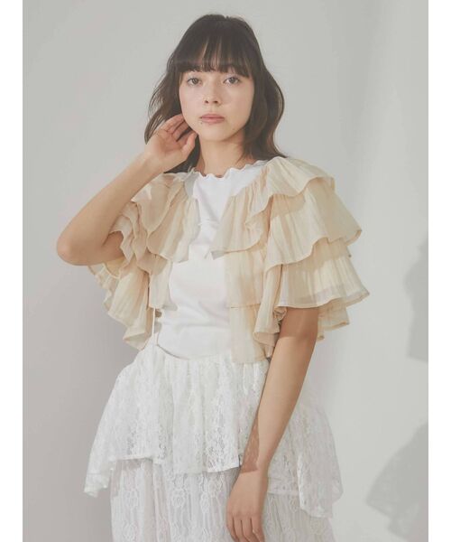 merry jenny（メリージェニー）の「ruffleガーゼティアードガウン（シャツ/ブラウス・レディース・オフホワイト・FREE）」の3枚目の写真