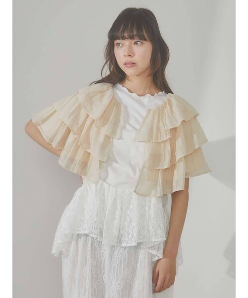 merry jenny（メリージェニー）の「ruffleガーゼティアードガウン（シャツ/ブラウス・レディース・オフホワイト・FREE）」の4枚目の写真