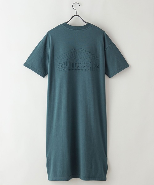 OUTDOOR PRODUCTS APPAREL(アウトドアプロダクツアパレル)の「USAコットン バックロゴ 同色エンボス加工 ビッグシルエット ヘビーウェイト ワンピース(ワンピース・レディース・ホワイト/ブラック/グリーン・FREE)」の12枚目の写真