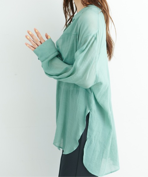 FREE'S MART（フリーズマート）の「◆切替シアーシャツ（シャツ/ブラウス・レディース・ホワイト/ピンク/グリーン・SMALL/MEDIUM）」の14枚目の写真