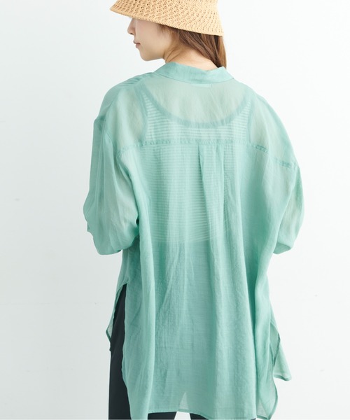 FREE'S MART（フリーズマート）の「◆切替シアーシャツ（シャツ/ブラウス・レディース・ホワイト/ピンク/グリーン・SMALL/MEDIUM）」の7枚目の写真