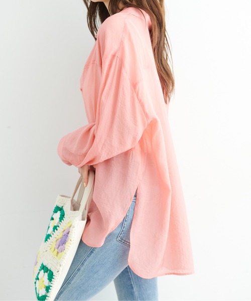 FREE'S MART（フリーズマート）の「◆切替シアーシャツ（シャツ/ブラウス・レディース・ホワイト/ピンク/グリーン・SMALL/MEDIUM）」の16枚目の写真