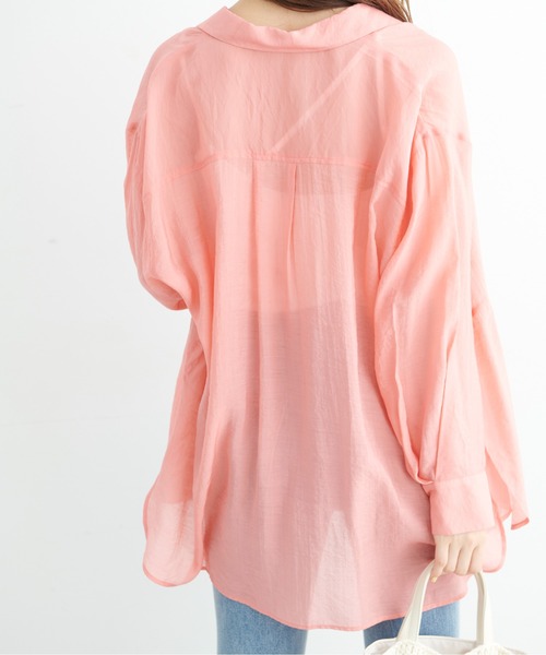 FREE'S MART（フリーズマート）の「◆切替シアーシャツ（シャツ/ブラウス・レディース・ホワイト/ピンク/グリーン・SMALL/MEDIUM）」の15枚目の写真