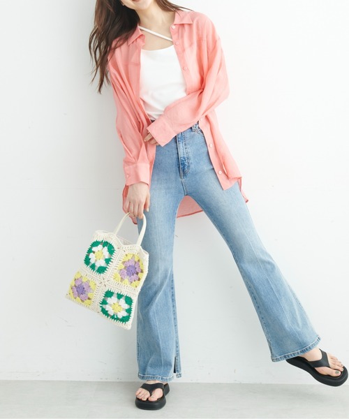 FREE'S MART（フリーズマート）の「◆切替シアーシャツ（シャツ/ブラウス・レディース・ホワイト/ピンク/グリーン・SMALL/MEDIUM）」の22枚目の写真