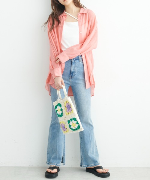 FREE'S MART（フリーズマート）の「◆切替シアーシャツ（シャツ/ブラウス・レディース・ホワイト/ピンク/グリーン・SMALL/MEDIUM）」の19枚目の写真