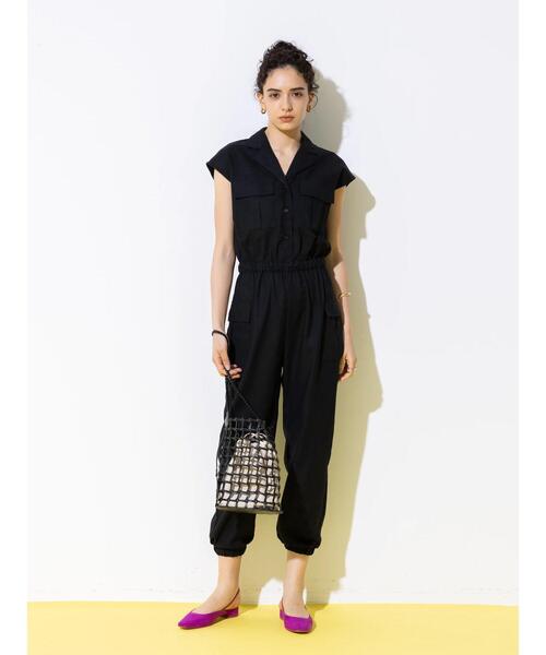 koe（コエ）の「カーゴポケットオールインワン＊（サロペット/オーバーオール・レディース・グレイッシュベージュ/ブラック・FREE）」の17枚目の写真