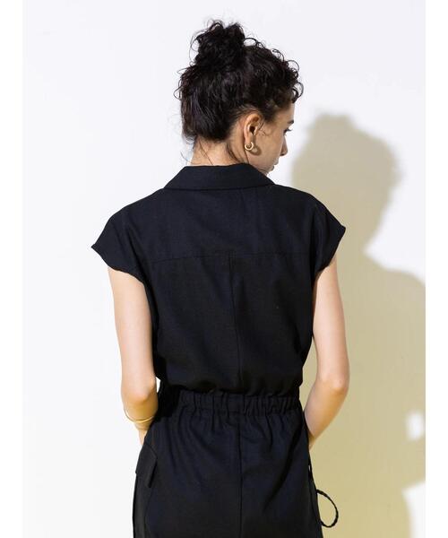 koe（コエ）の「カーゴポケットオールインワン＊（サロペット/オーバーオール・レディース・グレイッシュベージュ/ブラック・FREE）」の13枚目の写真