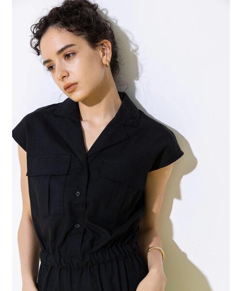 koe（コエ）の「カーゴポケットオールインワン＊（サロペット/オーバーオール・レディース・グレイッシュベージュ/ブラック・FREE）」の3枚目の写真