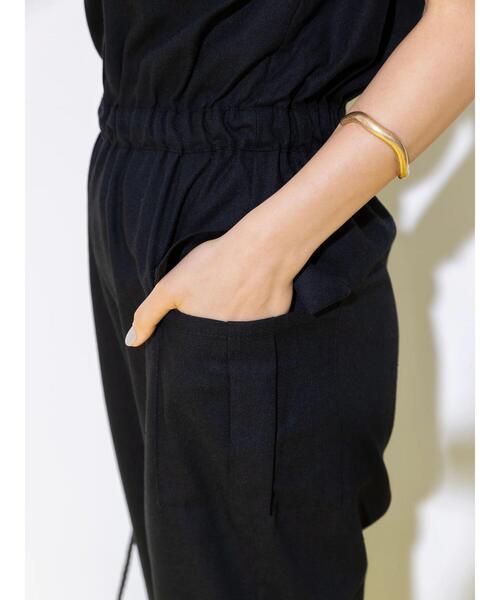 koe（コエ）の「カーゴポケットオールインワン＊（サロペット/オーバーオール・レディース・グレイッシュベージュ/ブラック・FREE）」の18枚目の写真