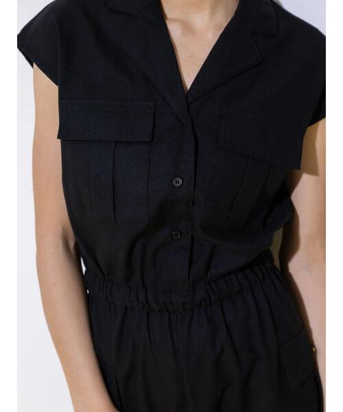 koe（コエ）の「カーゴポケットオールインワン＊（サロペット/オーバーオール・レディース・グレイッシュベージュ/ブラック・FREE）」の8枚目の写真