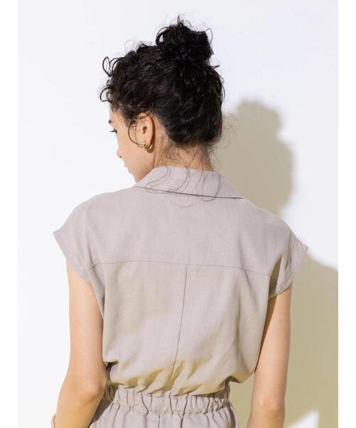 koe（コエ）の「カーゴポケットオールインワン＊（サロペット/オーバーオール・レディース・グレイッシュベージュ/ブラック・FREE）」の6枚目の写真