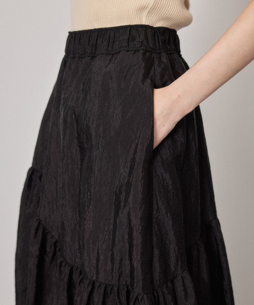 PUBLIC TOKYO（パブリックトウキョウ）の「ナイロンウェーブラインフレアスカート/ウォッシャブル（スカート・レディース・ブラック/カーキ・FREE）」の12枚目の写真