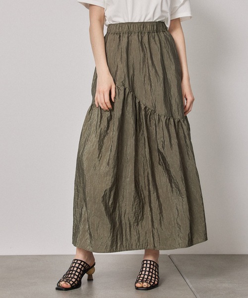 PUBLIC TOKYO（パブリックトウキョウ）の「ナイロンウェーブラインフレアスカート/ウォッシャブル（スカート・レディース・ブラック/カーキ・FREE）」の13枚目の写真