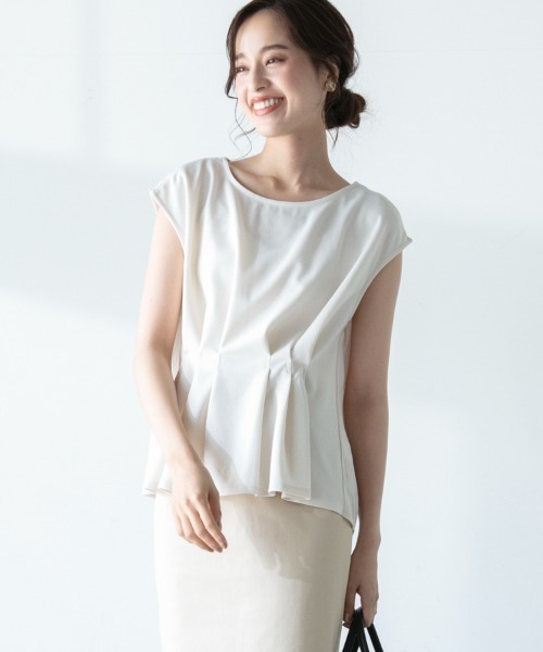 M.deux(エムドゥ)の「◆バックシャンペプラムカットソー◆(Tシャツ/カットソー・レディース・ライトグレー/オフホワイト・MEDIUM)」の2枚目の写真