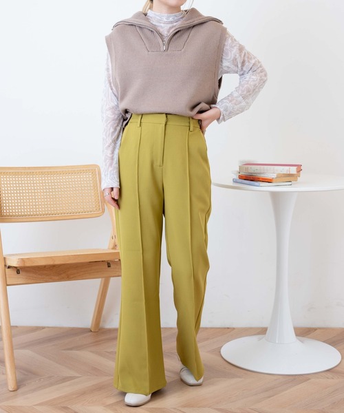 WEGO（ウィゴー）の「WEGO/ピンタックフレアパンツ（スラックス・レディース・ブラック/レッド/アイボリー/グリーン系その他・SMALL/MEDIUM）」の8枚目の写真