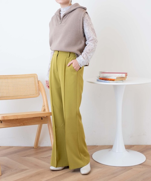 WEGO（ウィゴー）の「WEGO/ピンタックフレアパンツ（スラックス・レディース・ブラック/レッド/アイボリー/グリーン系その他・SMALL/MEDIUM）」の9枚目の写真