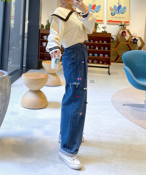 【新品】 ALLEY デニムリボンパンツ Alley by w closet（アリーバイダブルクローゼット）の「【Alley