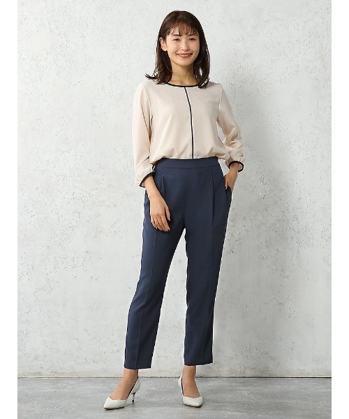 Perfect Suit FActory(パーフェクトスーツファクトリー)の「【お仕事OK/セットアップ可能】ジョーゼット テーパードパンツ ネイビー(スーツパンツ・レディース・ネイビー・S/M/L)」の9枚目の写真