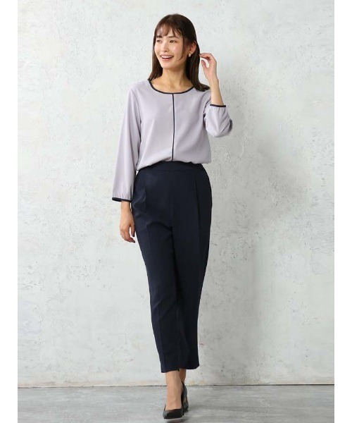 Perfect Suit FActory(パーフェクトスーツファクトリー)の「【お仕事OK/セットアップ可能】ジョーゼット テーパードパンツ ネイビー(スーツパンツ・レディース・ネイビー・S/M/L)」の6枚目の写真