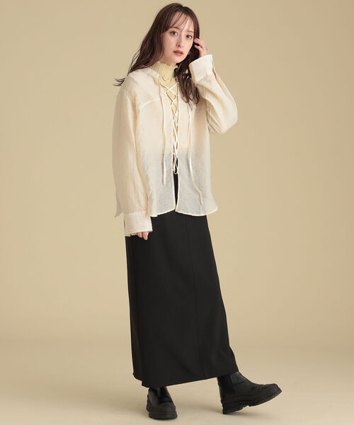 Ray BEAMS（レイビームス）の「Ray BEAMS / バックスリット ナロー スカート（スカート・レディース・レッド/ブラック/イエロー・1/0）」の8枚目の写真