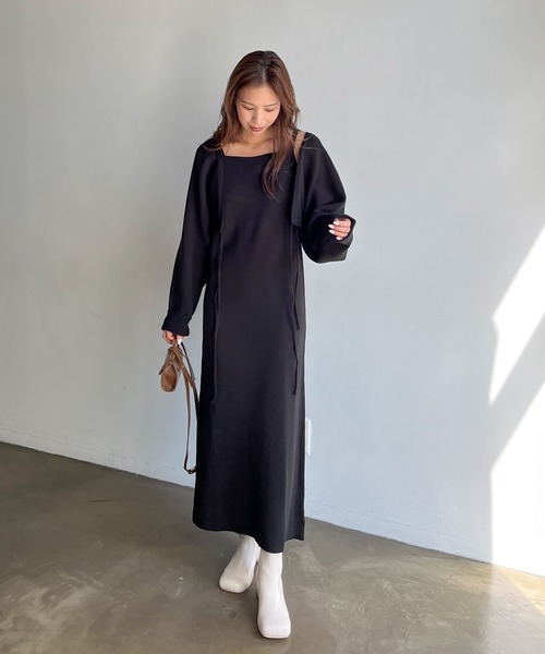 feepur(フェピュール)の「【ハンドウォッシャブル】2wayボレロ×キャミワンピースSET(ワンピース・レディース・ブラック/ブラウン/杢グレー・MEDIUM/TALL)」の8枚目の写真