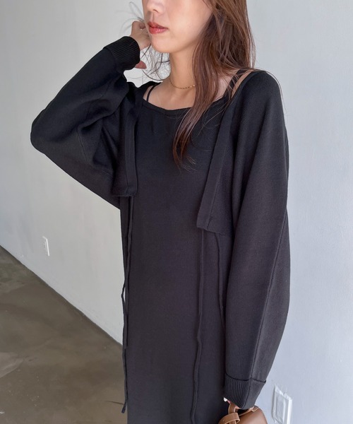 feepur(フェピュール)の「【ハンドウォッシャブル】2wayボレロ×キャミワンピースSET(ワンピース・レディース・ブラック/ブラウン/杢グレー・MEDIUM/TALL)」の6枚目の写真