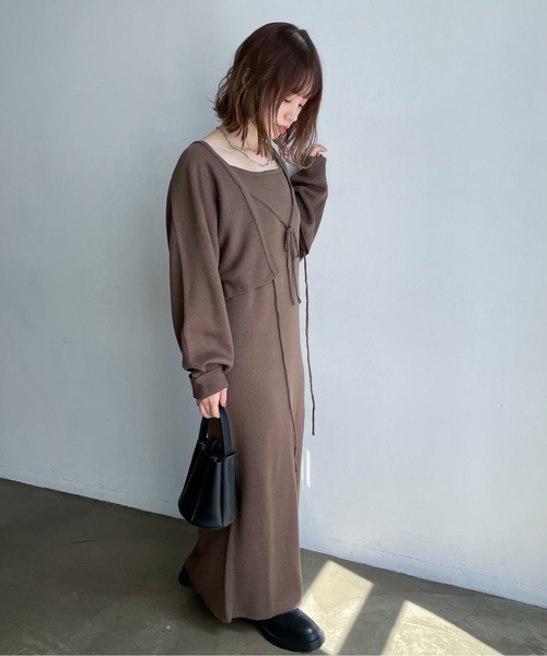 feepur(フェピュール)の「【ハンドウォッシャブル】2wayボレロ×キャミワンピースSET(ワンピース・レディース・ブラック/ブラウン/杢グレー・MEDIUM/TALL)」の11枚目の写真