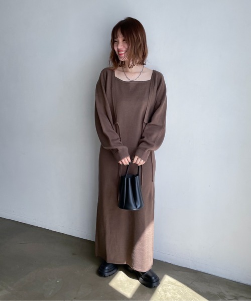 feepur(フェピュール)の「【ハンドウォッシャブル】2wayボレロ×キャミワンピースSET(ワンピース・レディース・ブラック/ブラウン/杢グレー・MEDIUM/TALL)」の15枚目の写真