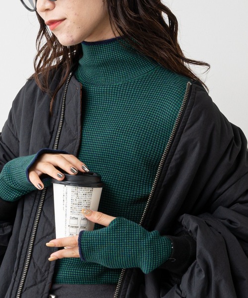 CIAOPANIC TYPY（チャオパニックティピー）の「□【新色追加】アンチピリングボーダー配色ステッチタートルニット（ニット/セーター・レディース・オフホワイト/サックスブルー/ピンク/グレー系その他/グレー/ネイビー/パープル・ONE SIZE）」の5枚目の写真