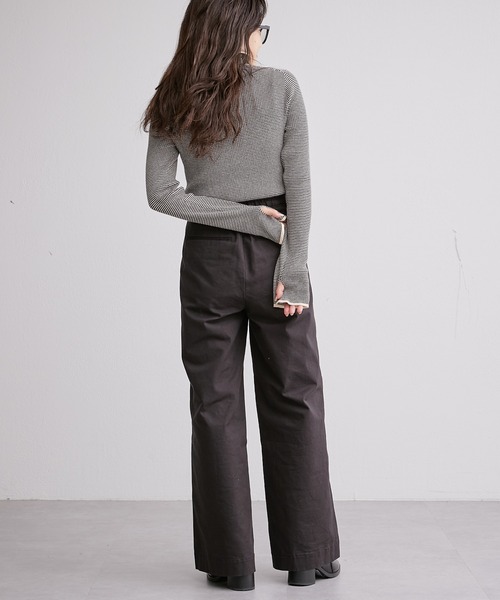 CIAOPANIC TYPY（チャオパニックティピー）の「□【新色追加】アンチピリングボーダー配色ステッチタートルニット（ニット/セーター・レディース・オフホワイト/サックスブルー/ピンク/グレー系その他/グレー/ネイビー/パープル・ONE SIZE）」の21枚目の写真